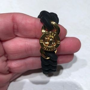 Black rubber twisted Rustic Cuff bracelet